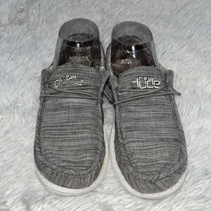 Hey Dude Wally Shoes Youth Size 3 Women’s Size 4 Gray Linen Slip-On Loafers